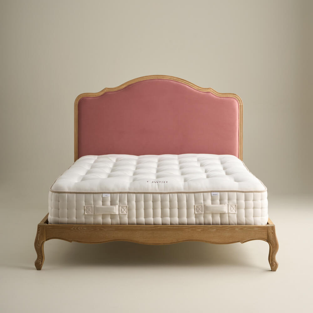 Sienna Beau Velvet Bed, Weathered Oak / Pink, Double